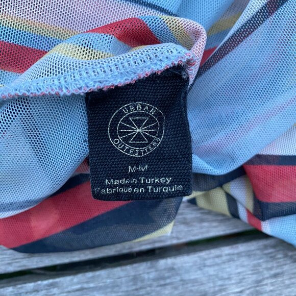 Urban Outfitters Striped Sheer Mesh Funnel Neck Top Size M - Picture 8 of 11